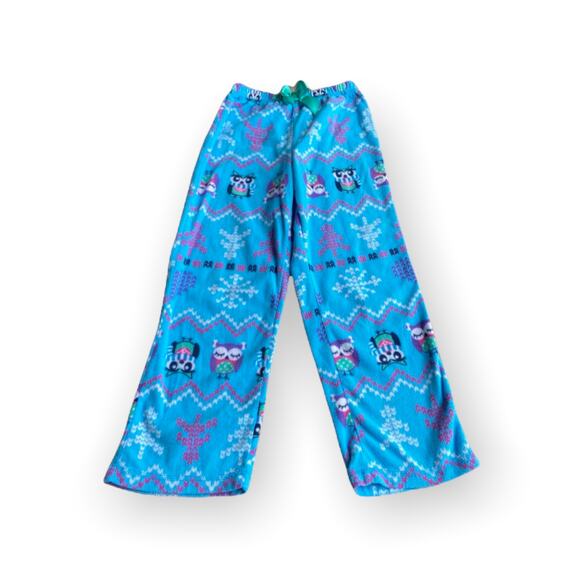 St. Eve Girls Lounge Pants Size 10 Snowflakes Owls Blue Pink Pajama Fleece - Picture 4 of 7